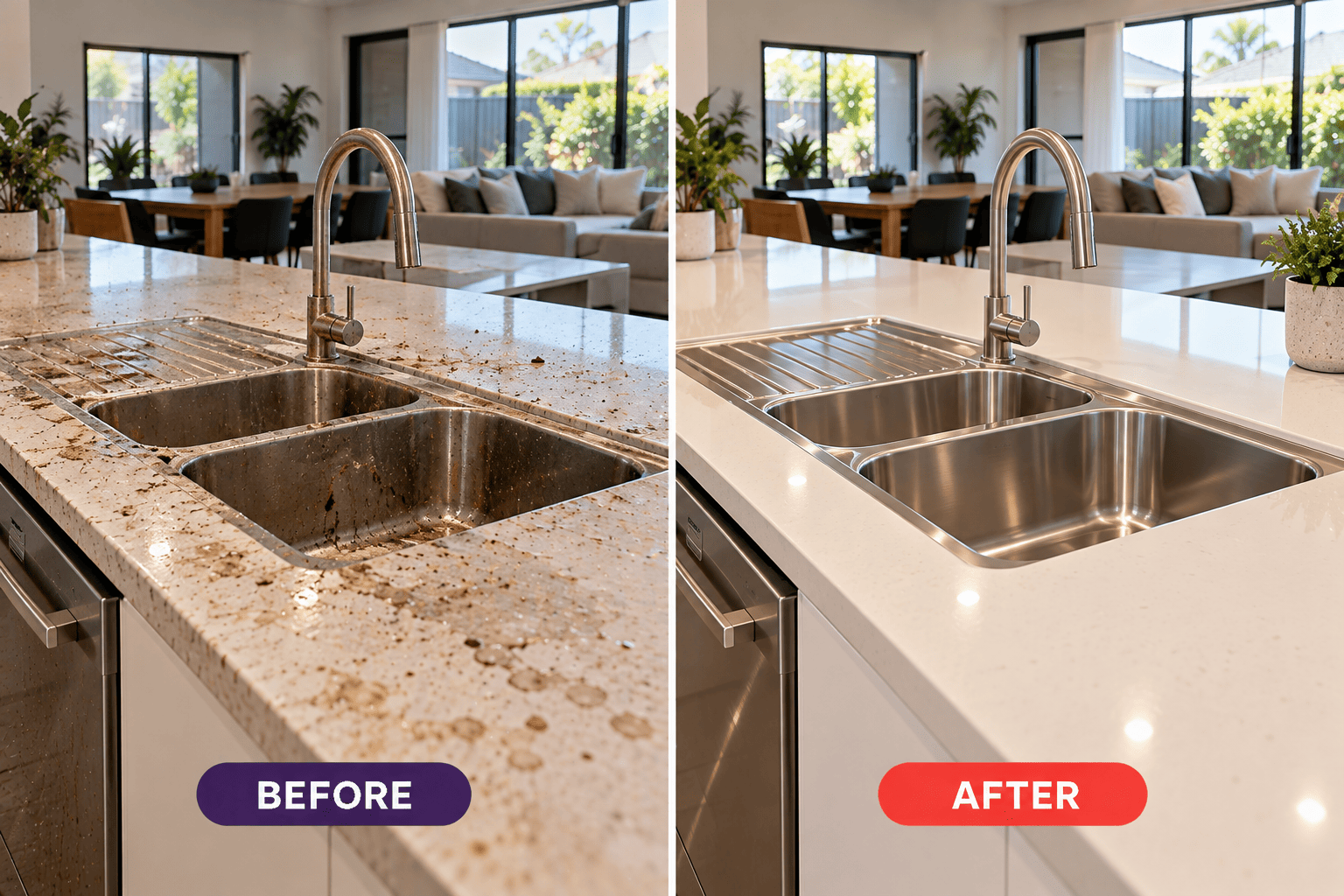 Kitchen Sink Cleaning Transformation Perth
