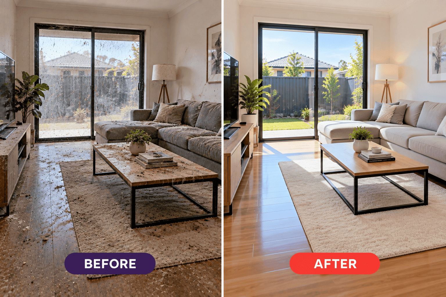 Living Room Cleaning Transformation Perth